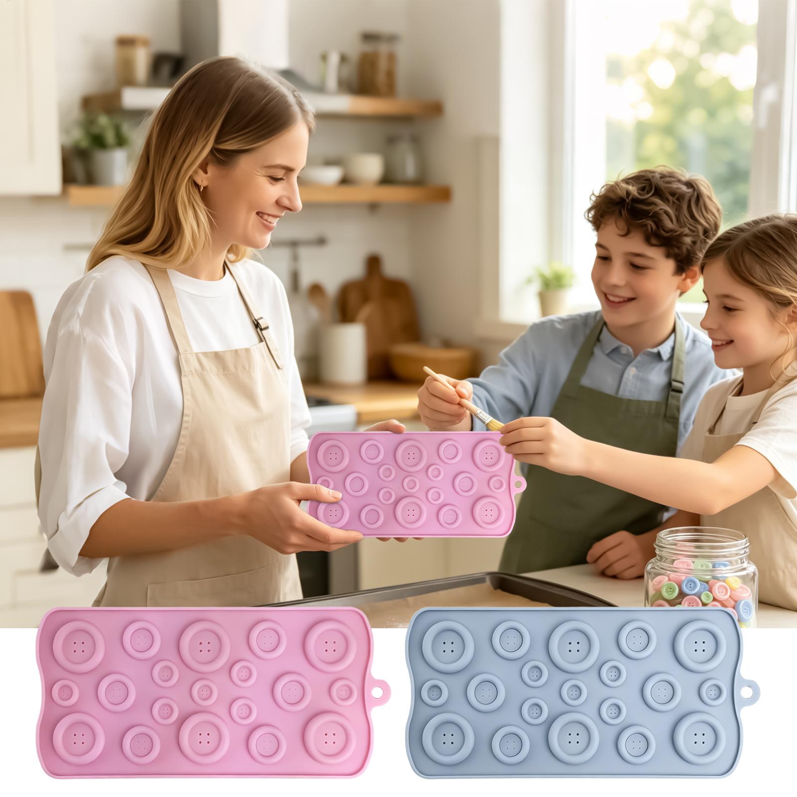Gummy Candy - 19-Fach-Schokoladenform mit Knopfdesign, lebensmittelechte Silikonform für