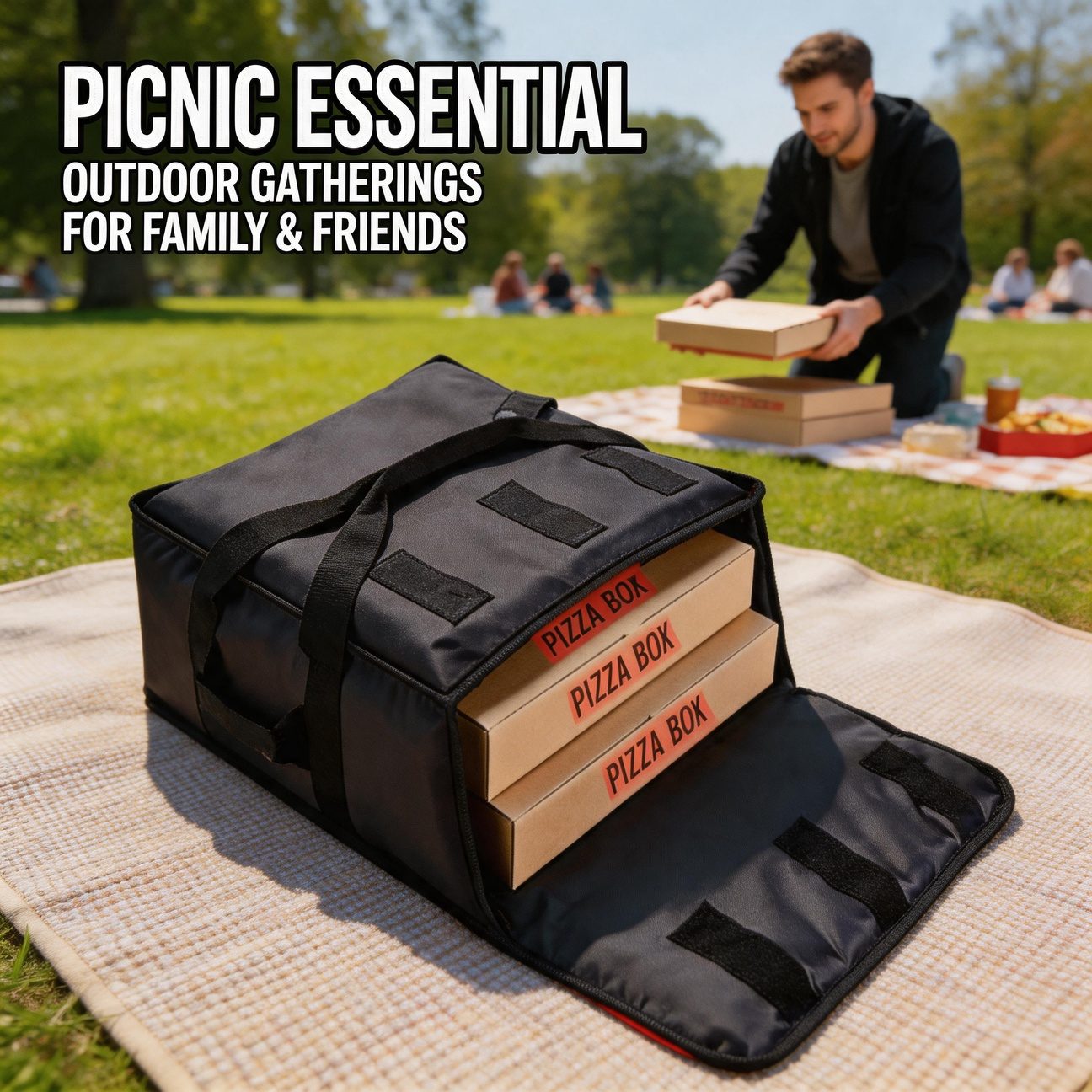 Food Snacks Delivery - Pizza-Liefertasche mit Großer Kapazität, Isoliert, Tragbar,