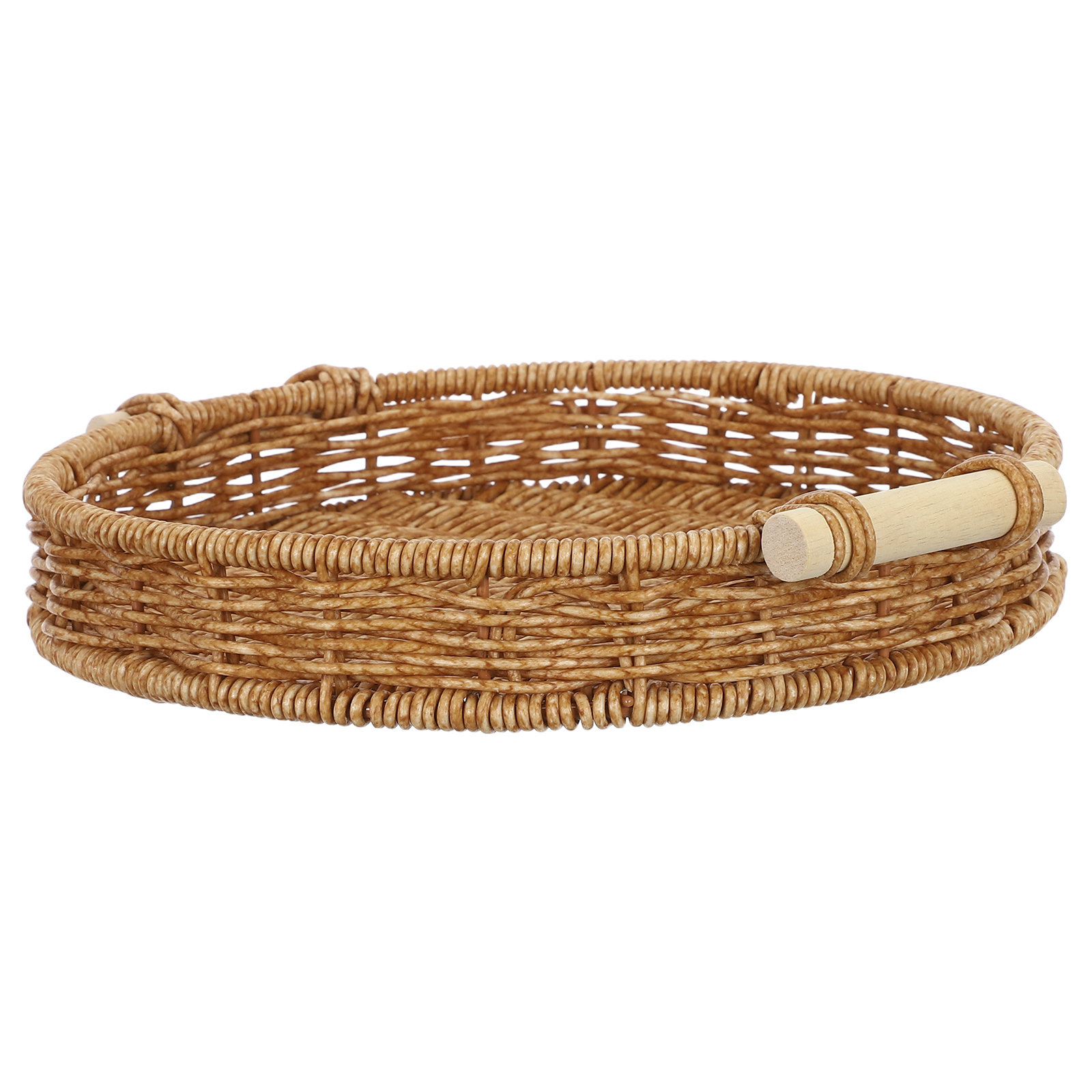 Food Snacks Drinks - Imitations-Rattan-Brotkorb, Serviertablett für Snacks, rundes, geflochtenes